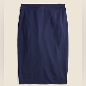 J Crew No 2 Pencil Skirt Size 12 100% Navy Double Serge Wool Lined